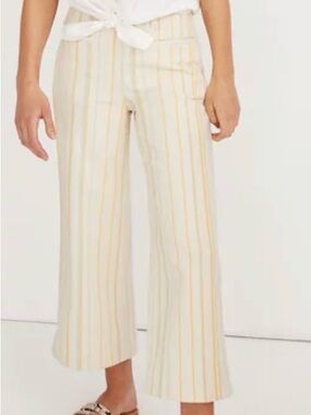 Madewell Emmett Wide Leg Cropped Pants. Color is warm honeysuckle reverse
